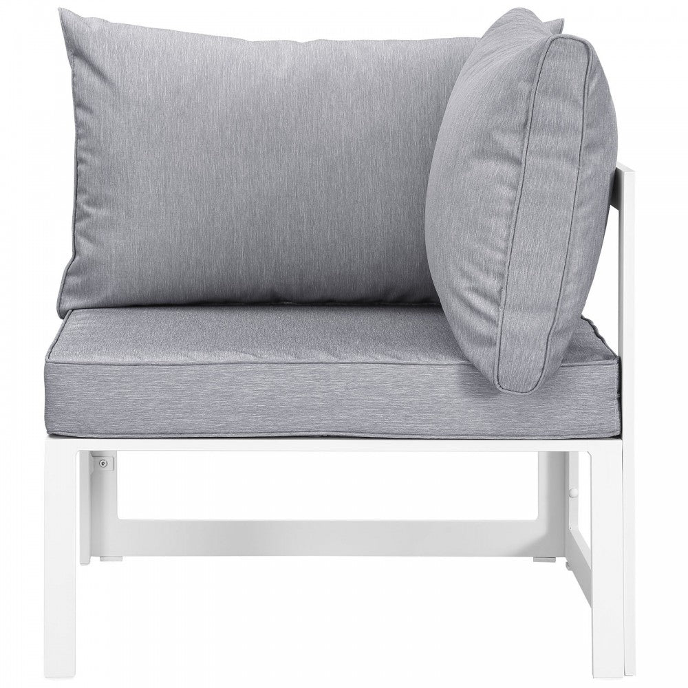 Fortuna 7 Piece Outdoor Patio Sectional Sofa Set, White Gray, EEI-1729-WHI-GRY-SET