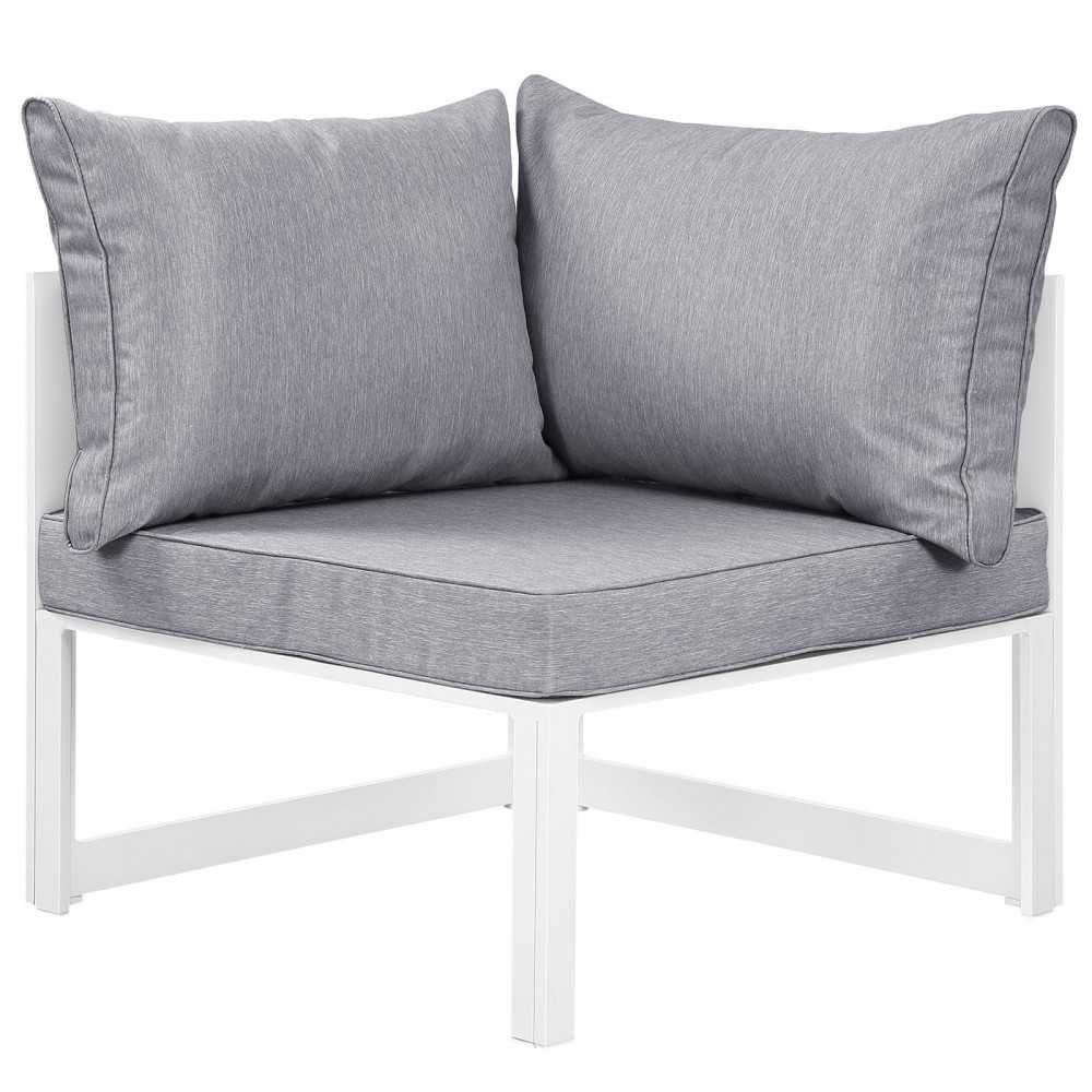 Fortuna 7 Piece Outdoor Patio Sectional Sofa Set, White Gray, EEI-1729-WHI-GRY-SET