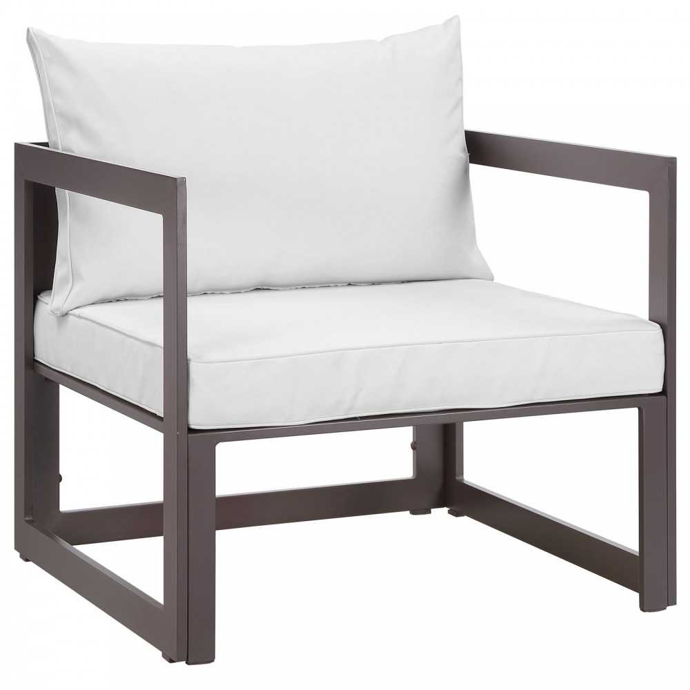 Fortuna 7 Piece Outdoor Patio Sectional Sofa Set, Brown White, EEI-1733-BRN-WHI-SET