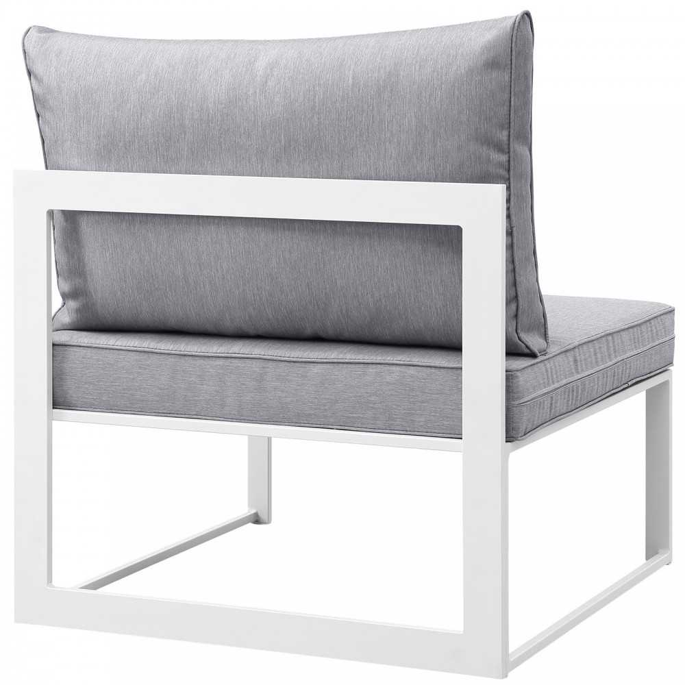 Fortuna 8 Piece Outdoor Patio Sectional Sofa Set, White Gray, EEI-1736-WHI-GRY-SET