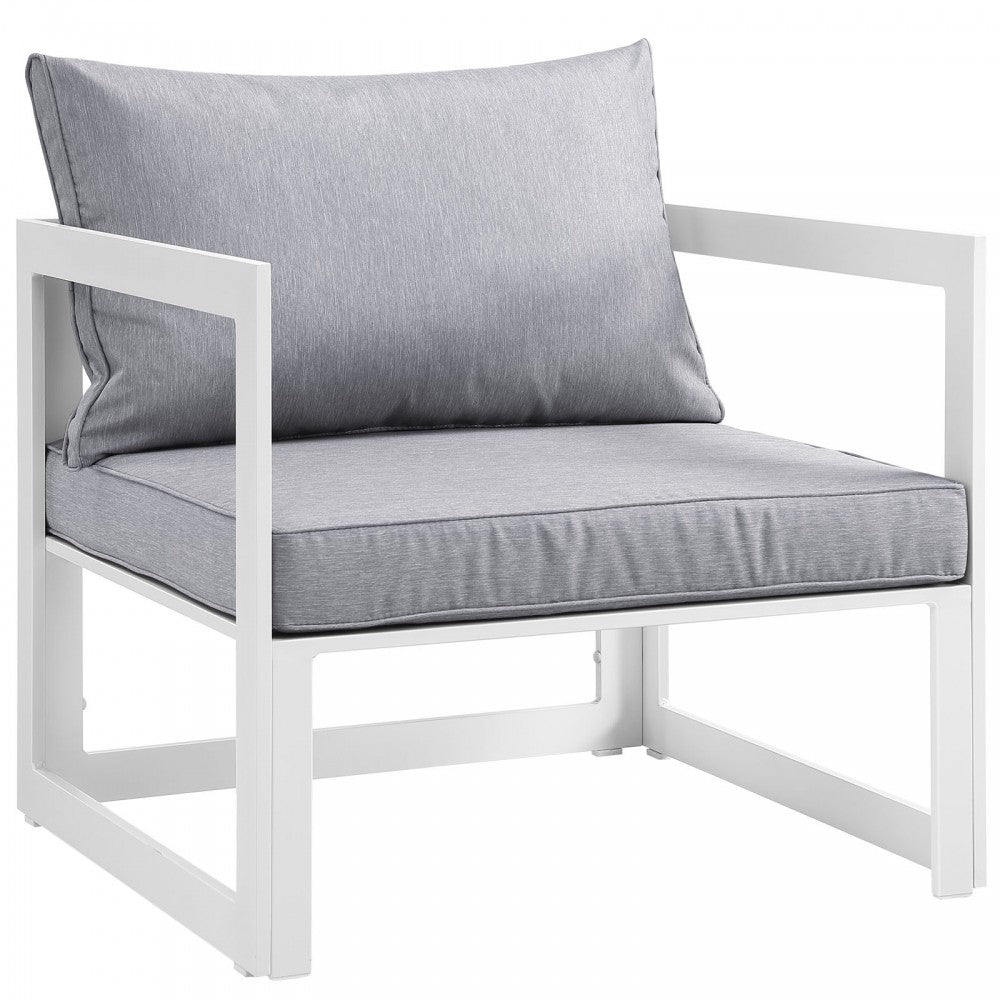 Fortuna 8 Piece Outdoor Patio Sectional Sofa Set, White Gray, EEI-1736-WHI-GRY-SET