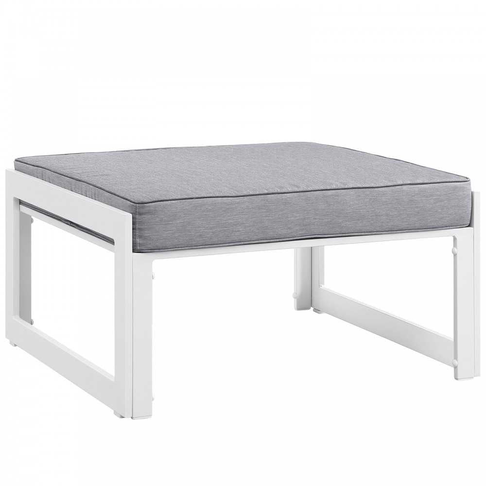 Fortuna 8 Piece Outdoor Patio Sectional Sofa Set, White Gray, EEI-1728-WHI-GRY-SET