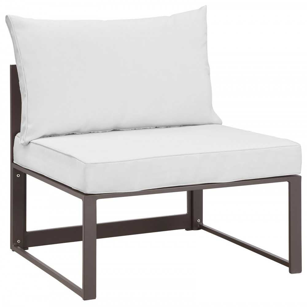 Fortuna 8 Piece Outdoor Patio Sectional Sofa Set, Brown White, EEI-1730-BRN-WHI-SET
