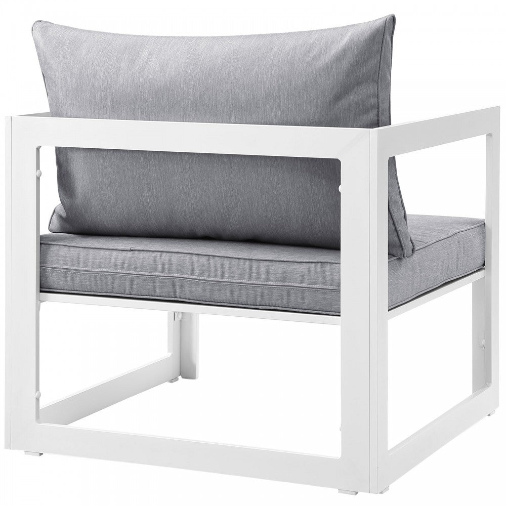 Fortuna 9 Piece Outdoor Patio Sectional Sofa Set, White Gray, EEI-1719-WHI-GRY-SET