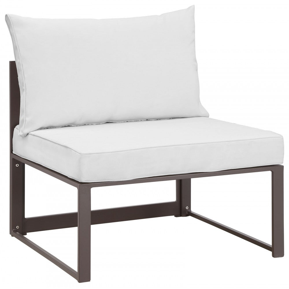Fortuna Armless Outdoor Patio Chair, Brown White