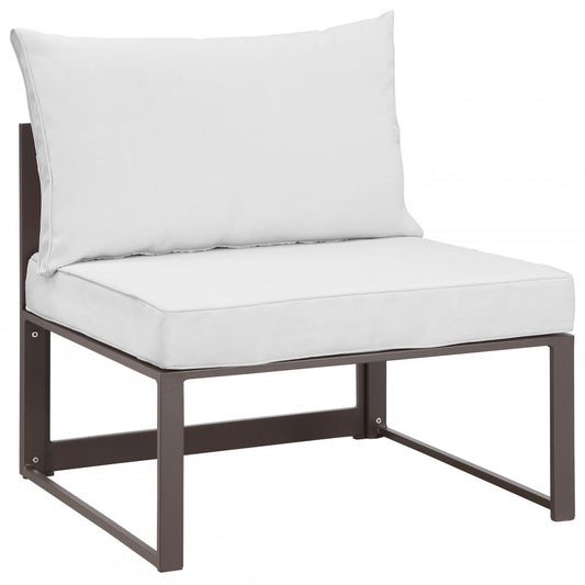 Fortuna Armless Outdoor Patio Chair, Brown White