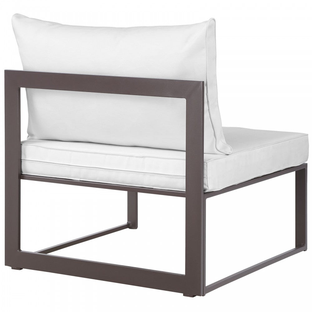Fortuna Armless Outdoor Patio Chair, Brown White
