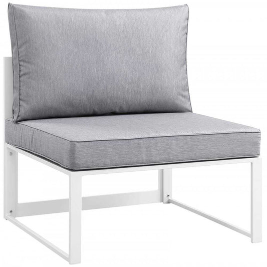 Fortuna Armless Outdoor Patio Chair, White Gray
