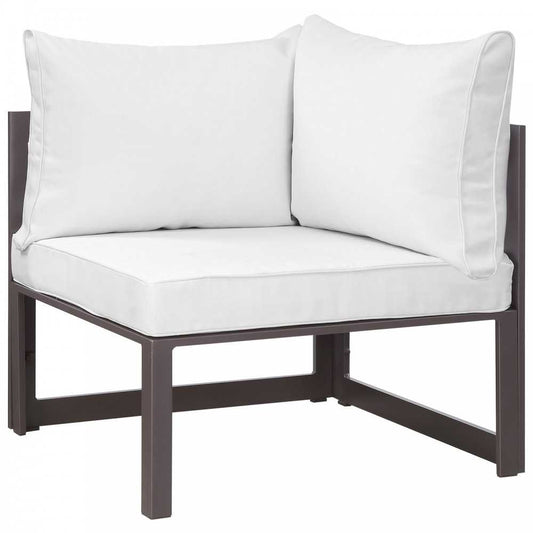 Fortuna Corner Outdoor Patio Armchair, Brown White