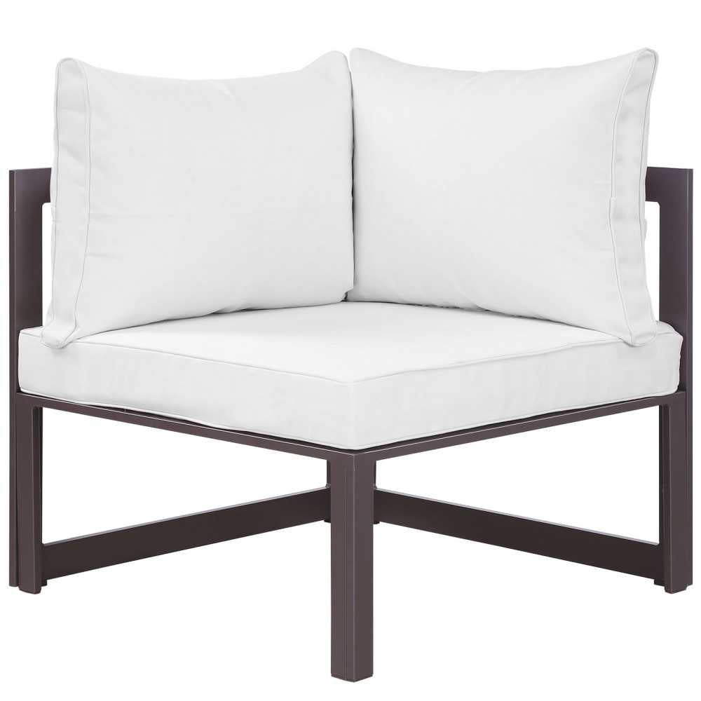 Fortuna Corner Outdoor Patio Armchair, Brown White