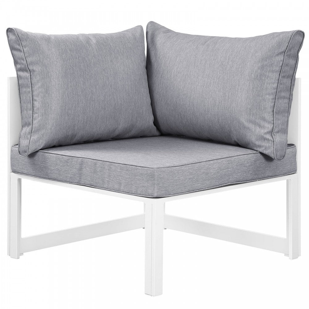 Fortuna Corner Outdoor Patio Armchair, White Gray