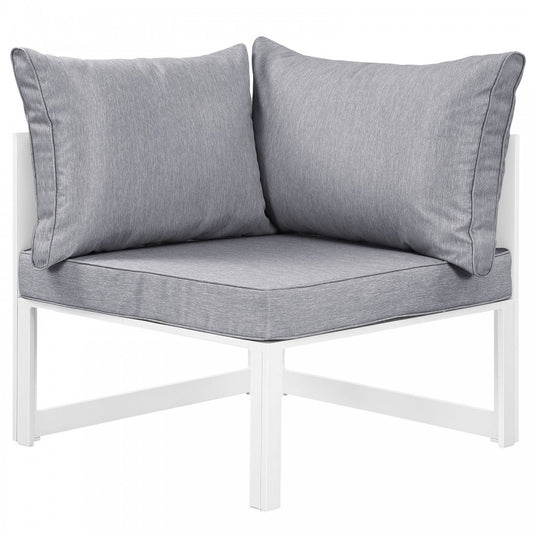 Fortuna Corner Outdoor Patio Armchair, White Gray