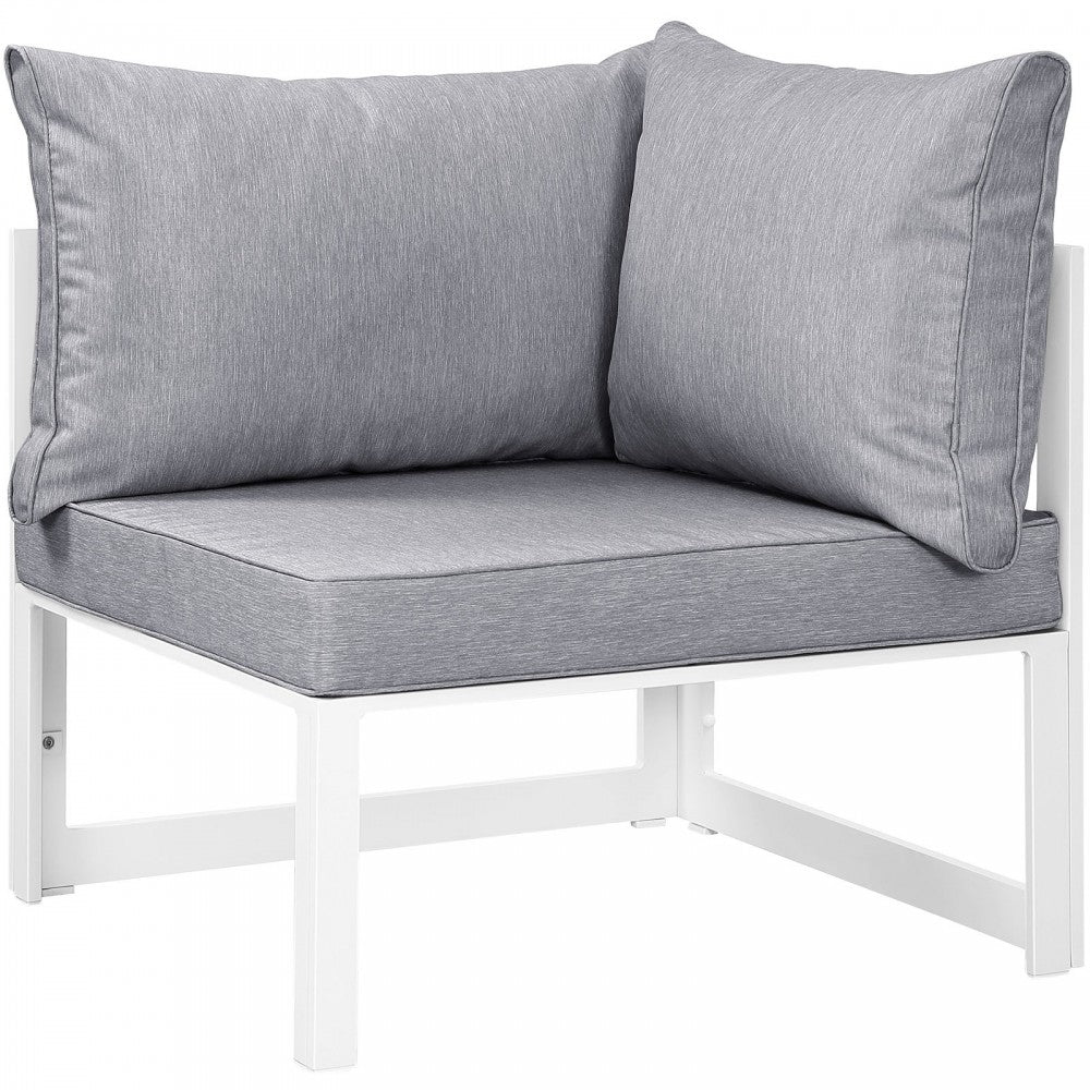 Fortuna Corner Outdoor Patio Armchair, White Gray