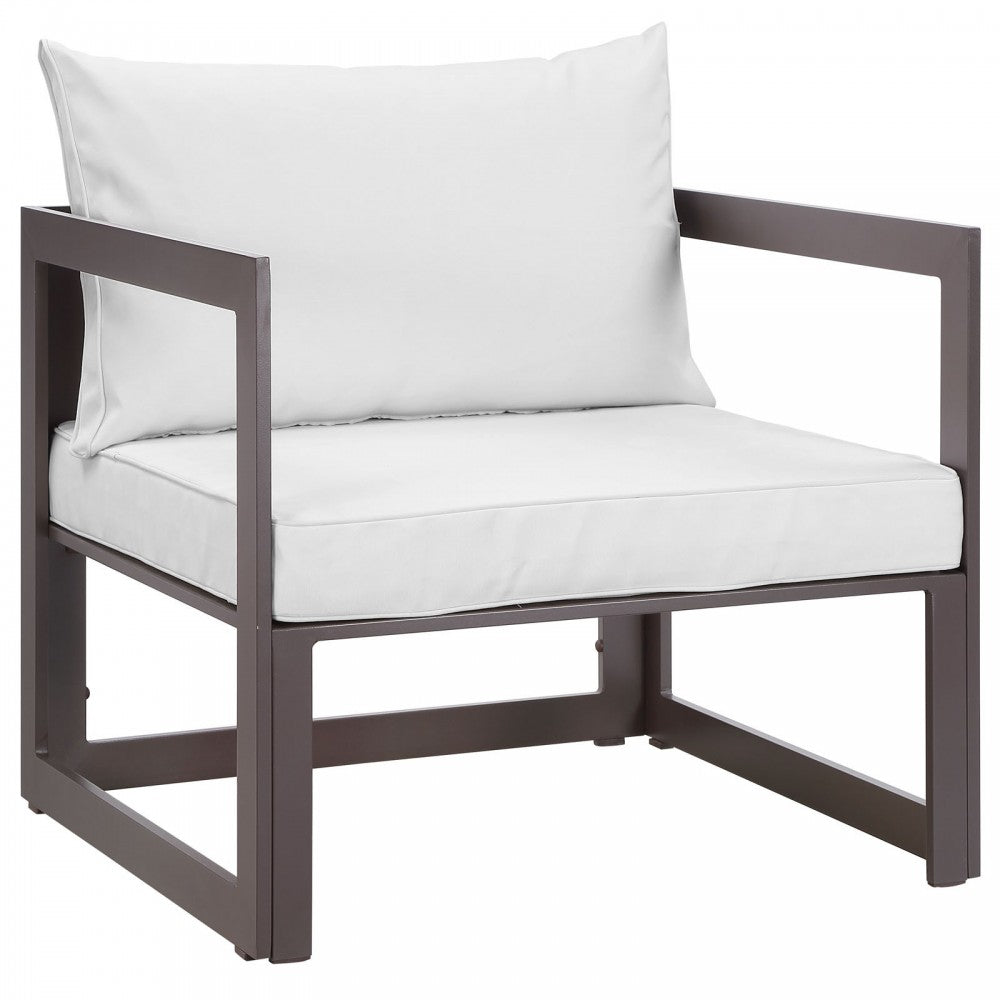 Fortuna Outdoor Patio Armchair, Brown White