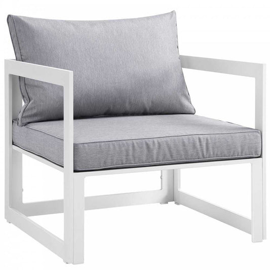 Fortuna Outdoor Patio Armchair, White Gray