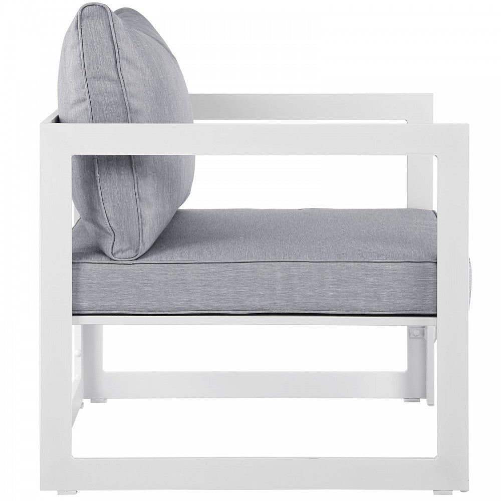 Fortuna Outdoor Patio Armchair, White Gray