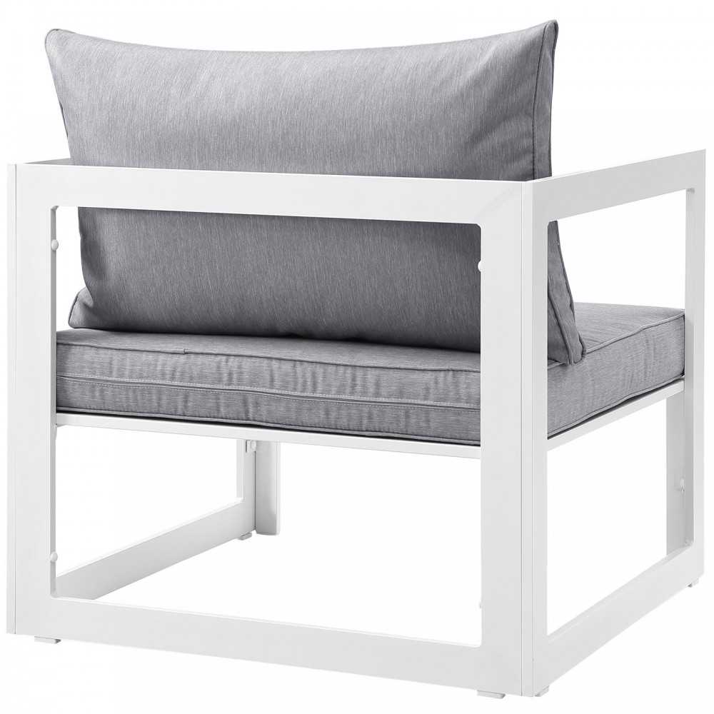 Fortuna Outdoor Patio Armchair, White Gray