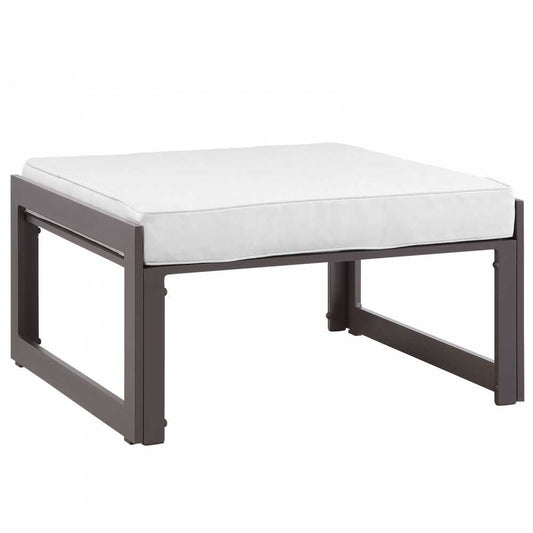 Fortuna Outdoor Patio Ottoman, Brown White