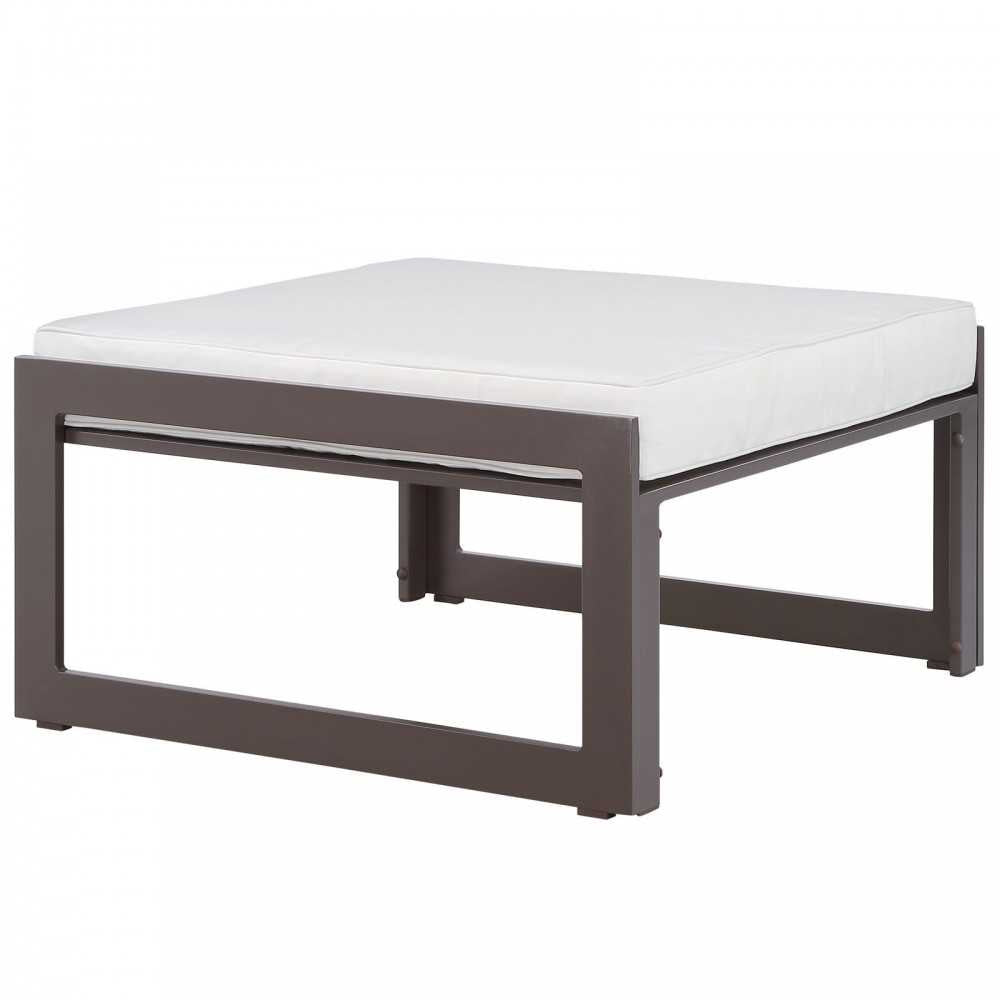 Fortuna Outdoor Patio Ottoman, Brown White