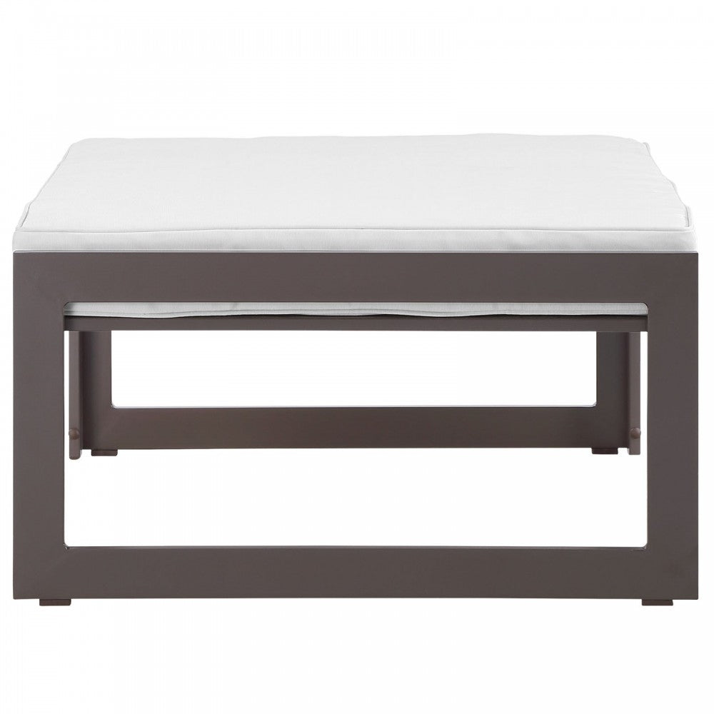 Fortuna Outdoor Patio Ottoman, Brown White
