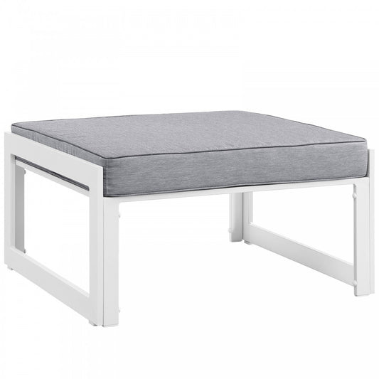 Fortuna Outdoor Patio Ottoman, White Gray