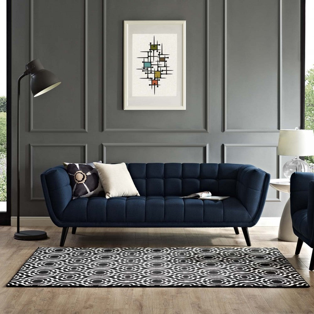 Frame Transitional Moroccan Trellis 8x10 Area Rug, Black and White