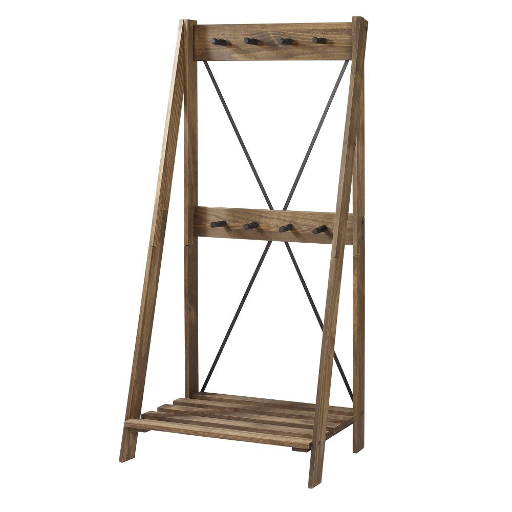 Frankie 68" Solid Wood Angled Hall Tree - Brown
