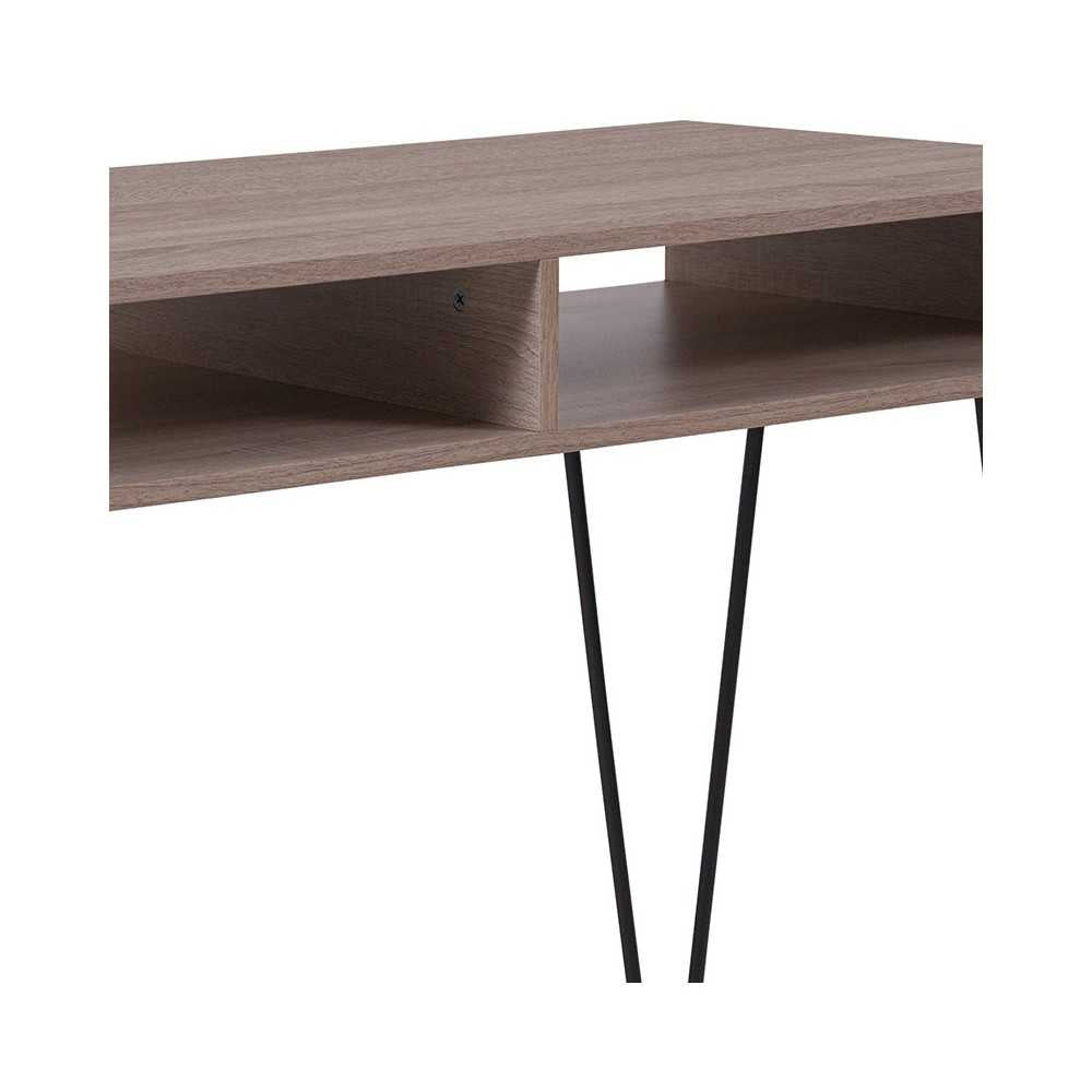 Franklin Oak Wood Grain Finish Computer Table with Black Metal Legs