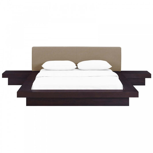 Freja 3 Piece Queen Fabric Bedroom Set, White, MOD-5492-CAP-LAT-SET