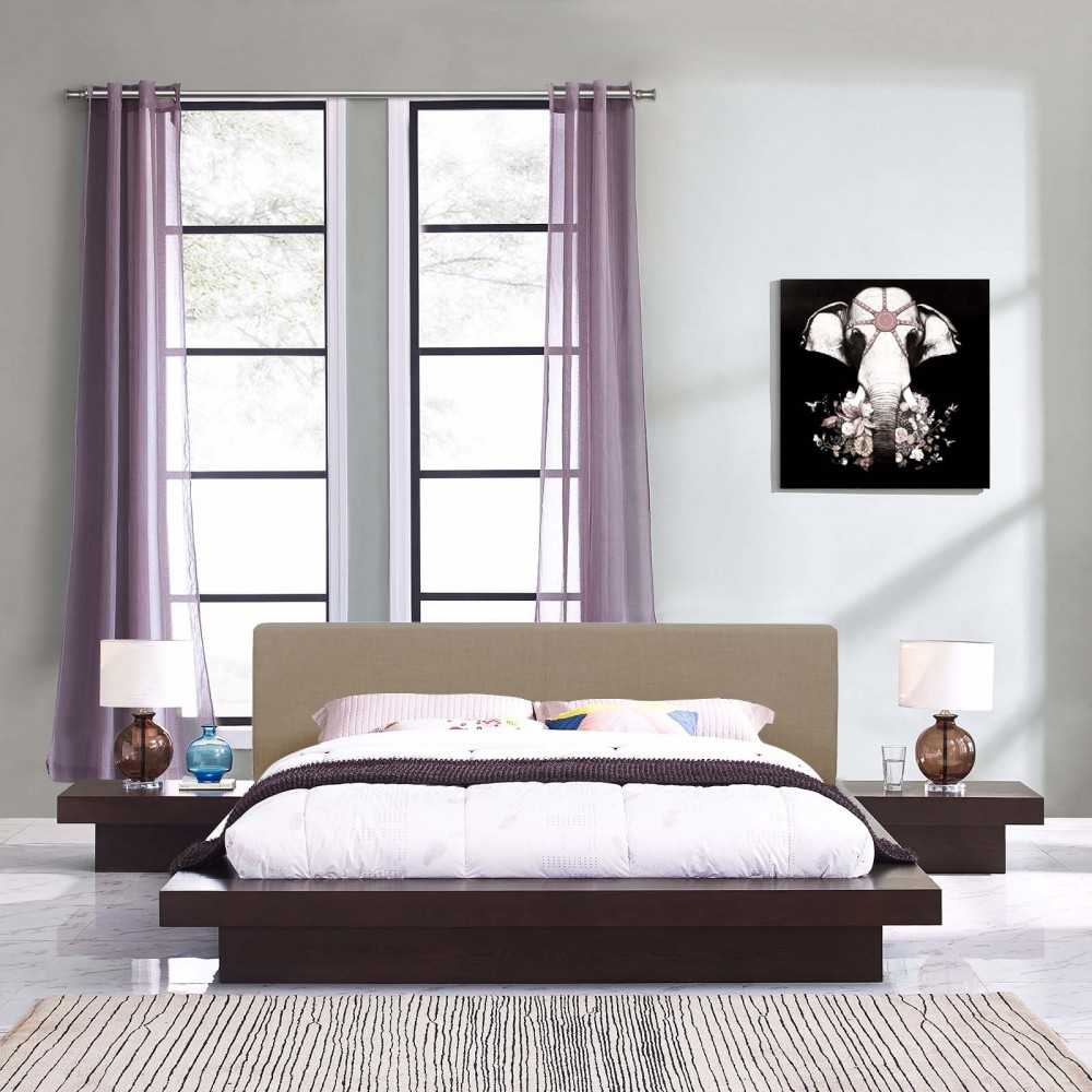 Freja 3 Piece Queen Fabric Bedroom Set, White, MOD-5492-CAP-LAT-SET