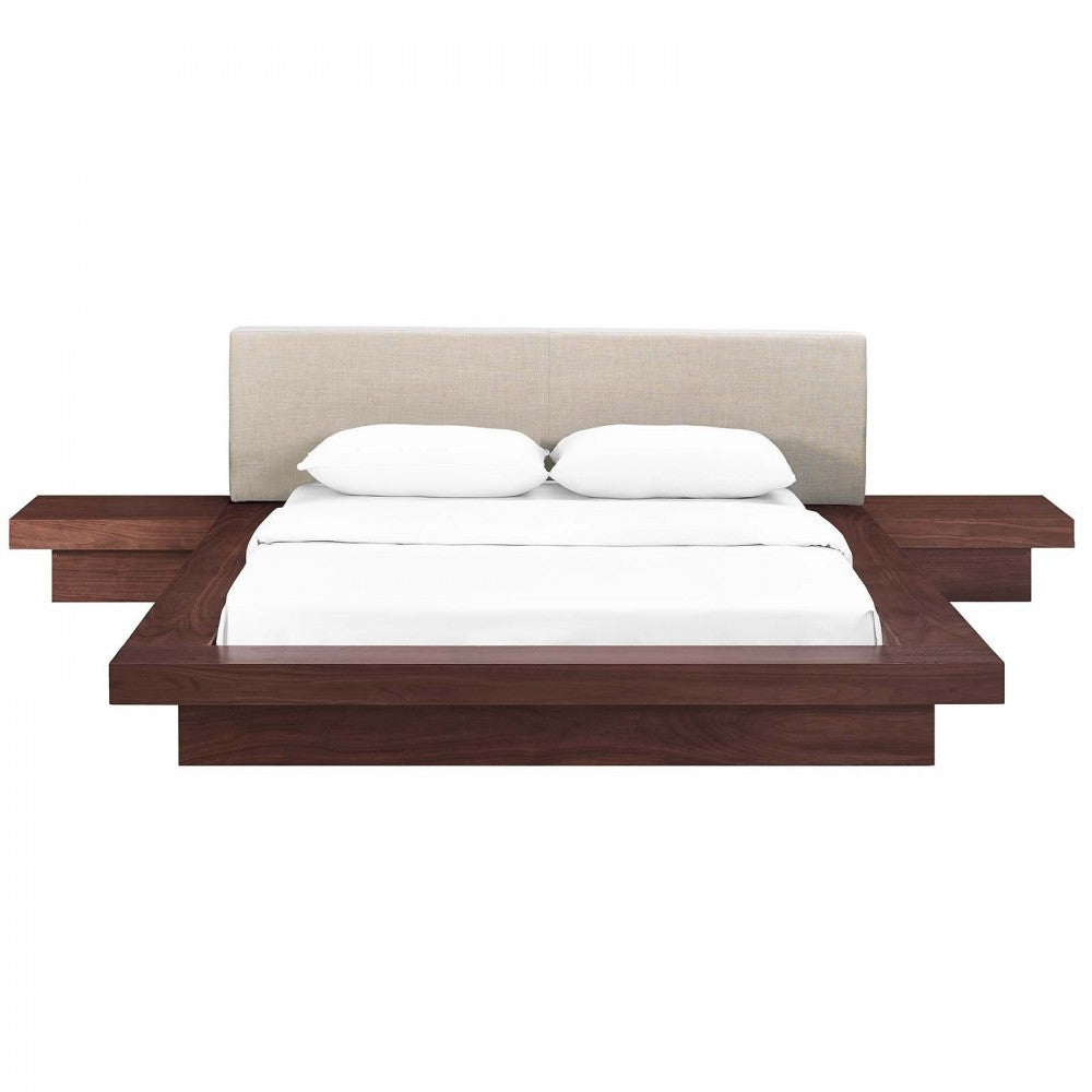 Freja 3 Piece Queen Fabric Bedroom Set, White, MOD-5492-WAL-BEI-SET