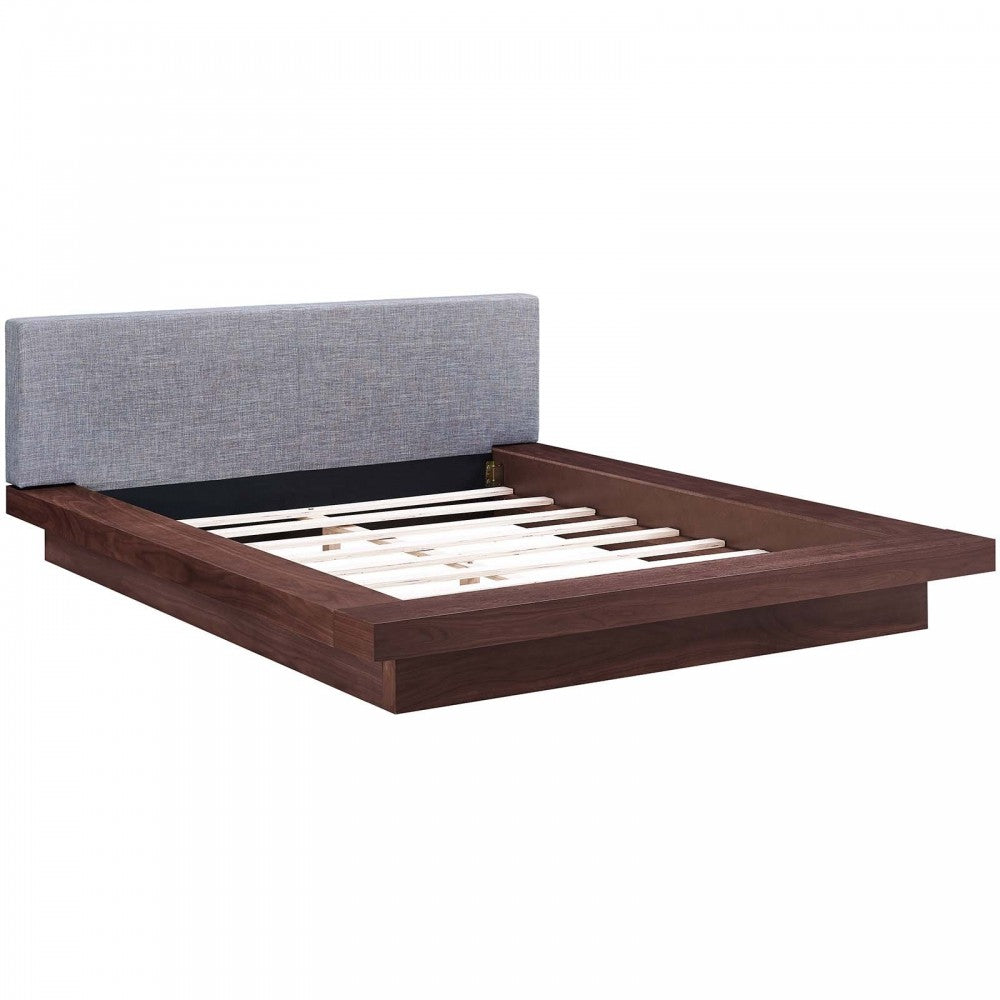 Freja Queen Fabric Platform Bed, Walnut Gray