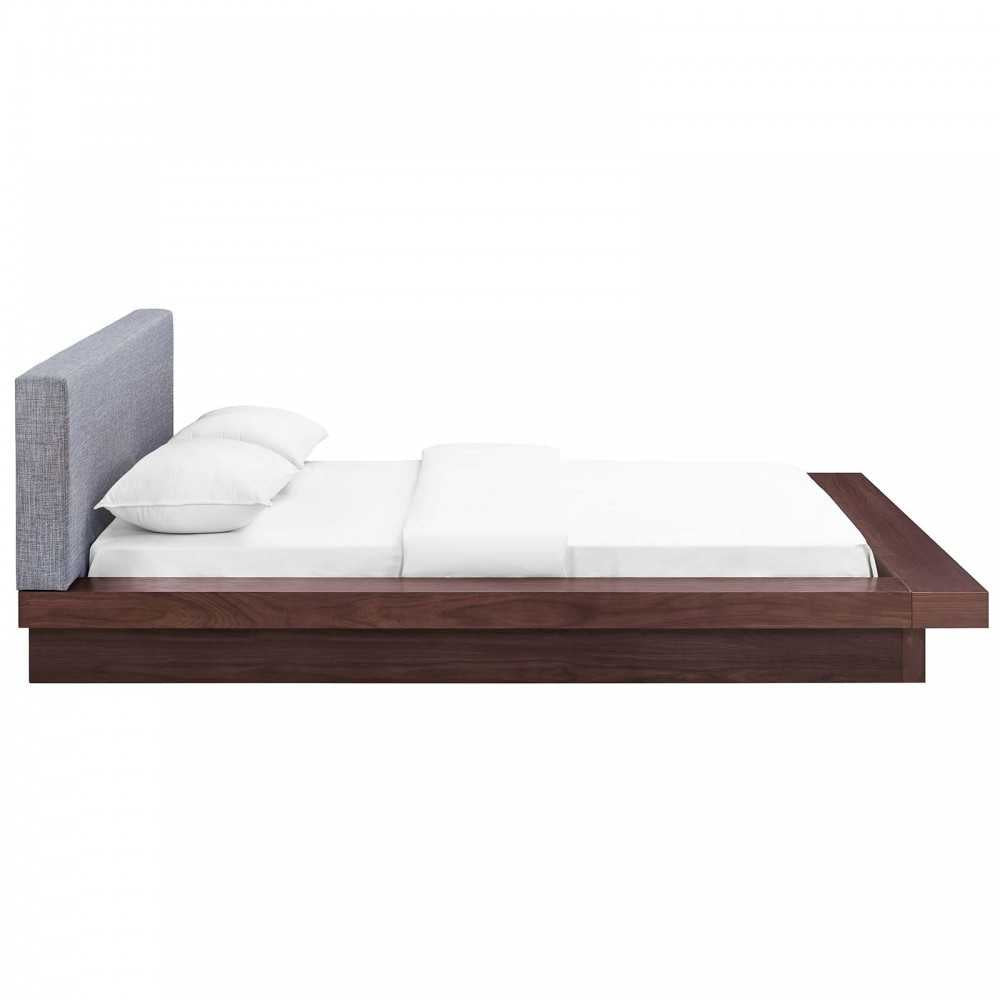 Freja Queen Fabric Platform Bed, Walnut Gray