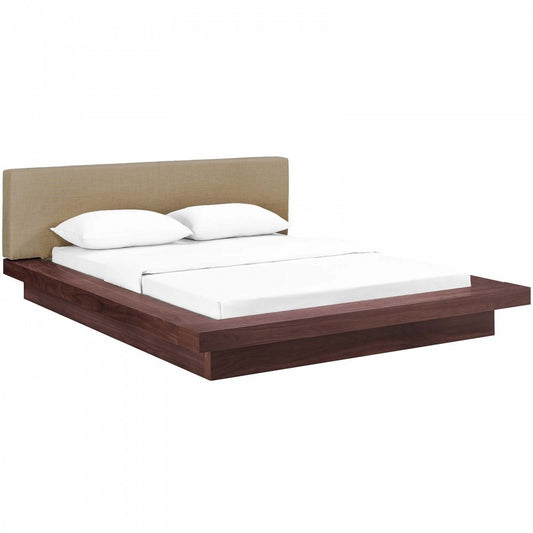 Freja Queen Fabric Platform Bed, Walnut Latte