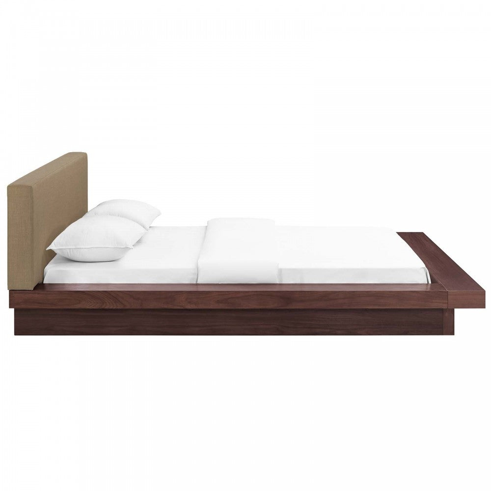 Freja Queen Fabric Platform Bed, Walnut Latte