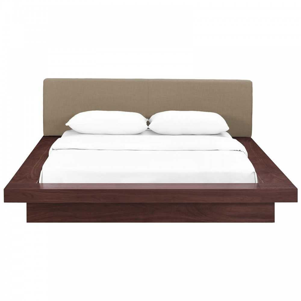 Freja Queen Fabric Platform Bed, Walnut Latte