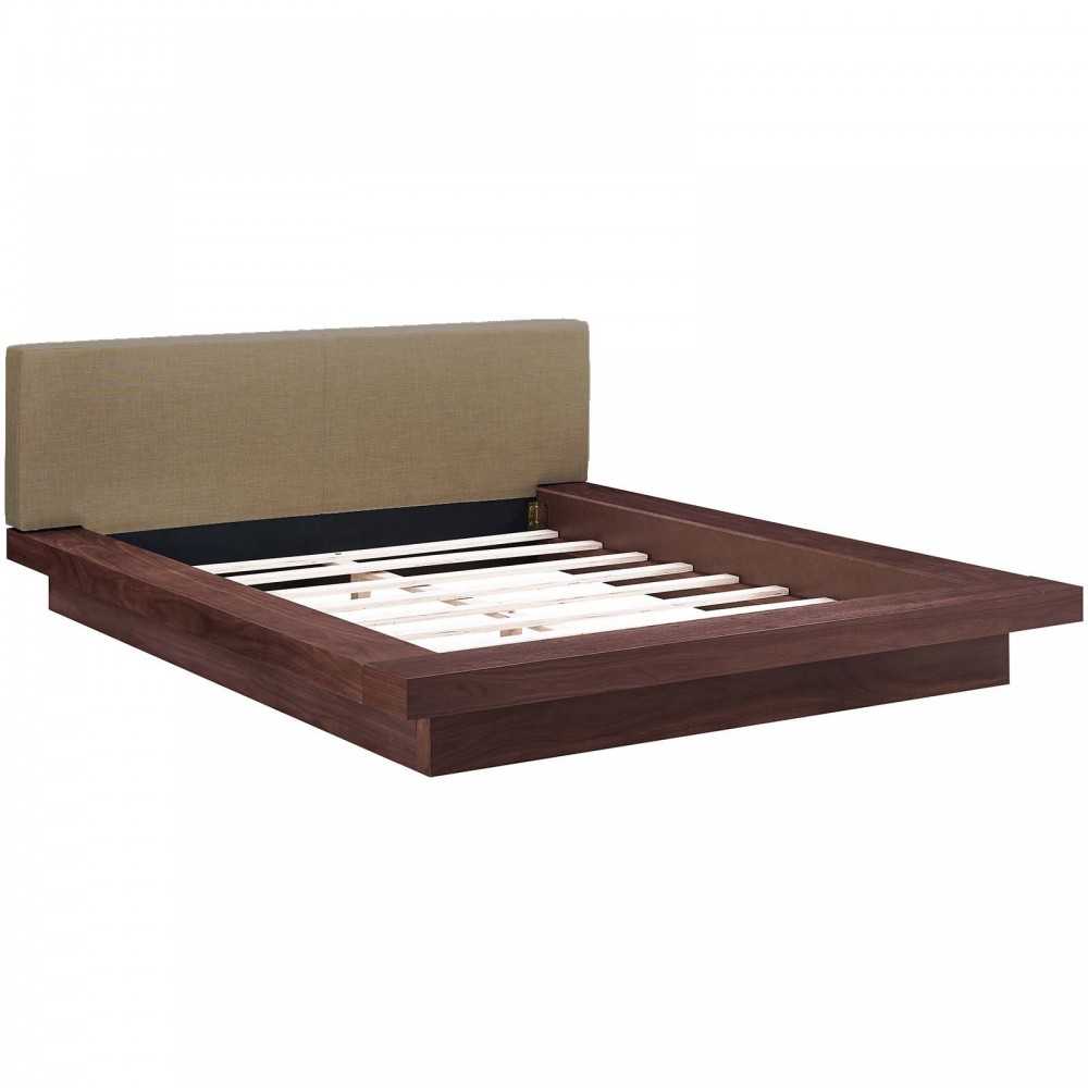 Freja Queen Fabric Platform Bed, Walnut Latte