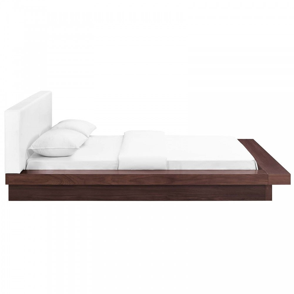 Freja Queen Vinyl Platform Bed, Walnut White