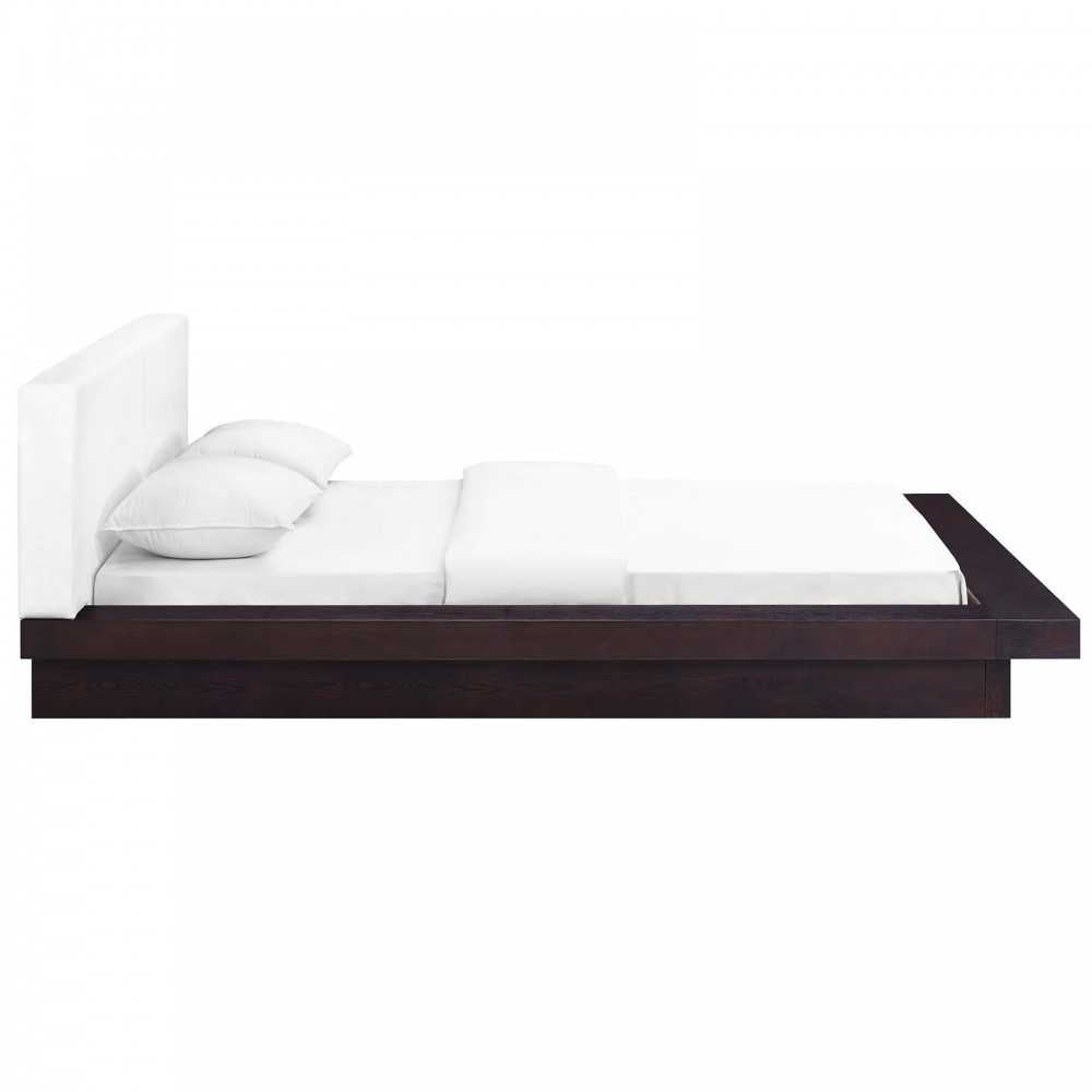 Freja Queen Vinyl Platform Bed, Cappuccino White