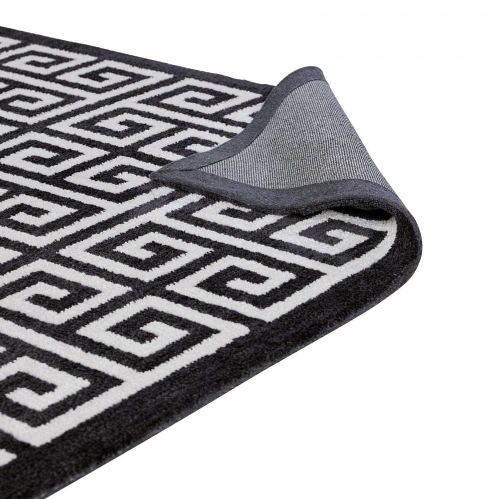 Freydis Greek Key 5x8 Area Rug, Black and White