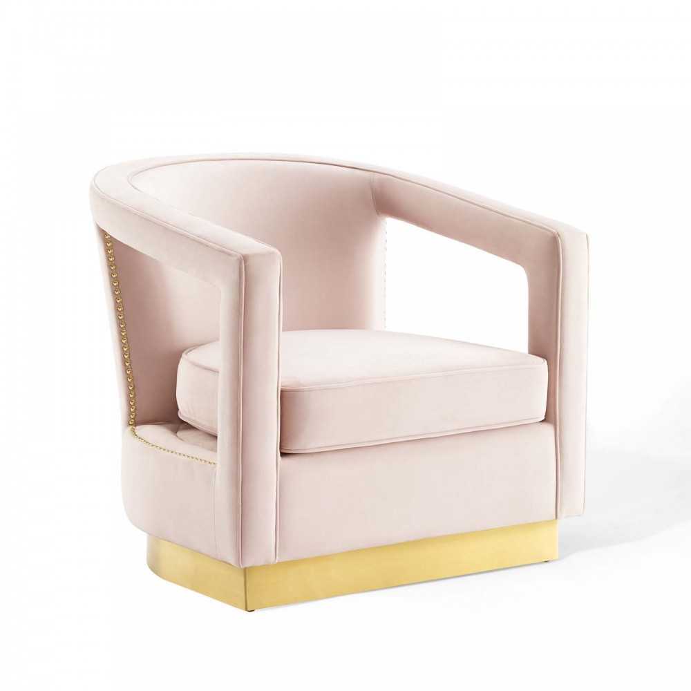 Frolick Performance Velvet Armchair, Pink