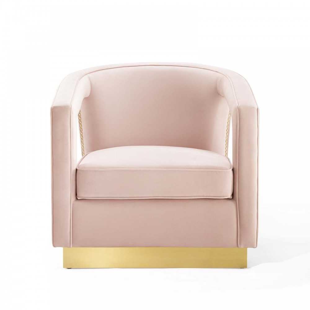 Frolick Performance Velvet Armchair, Pink