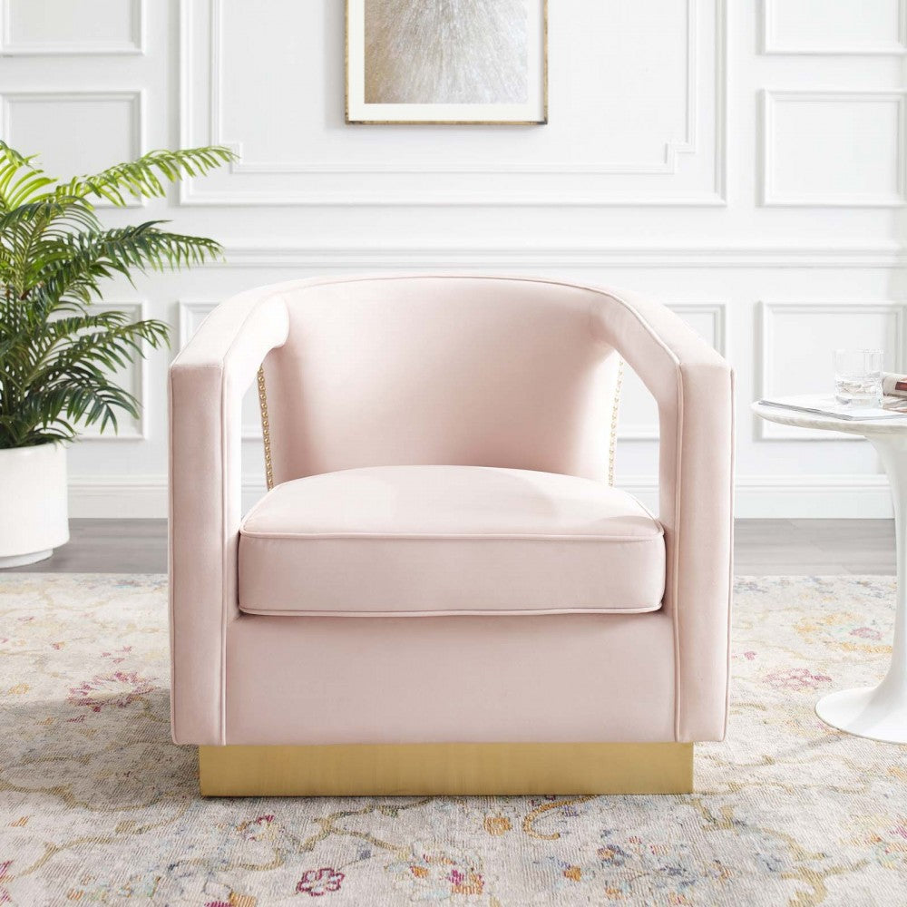 Frolick Performance Velvet Armchair, Pink
