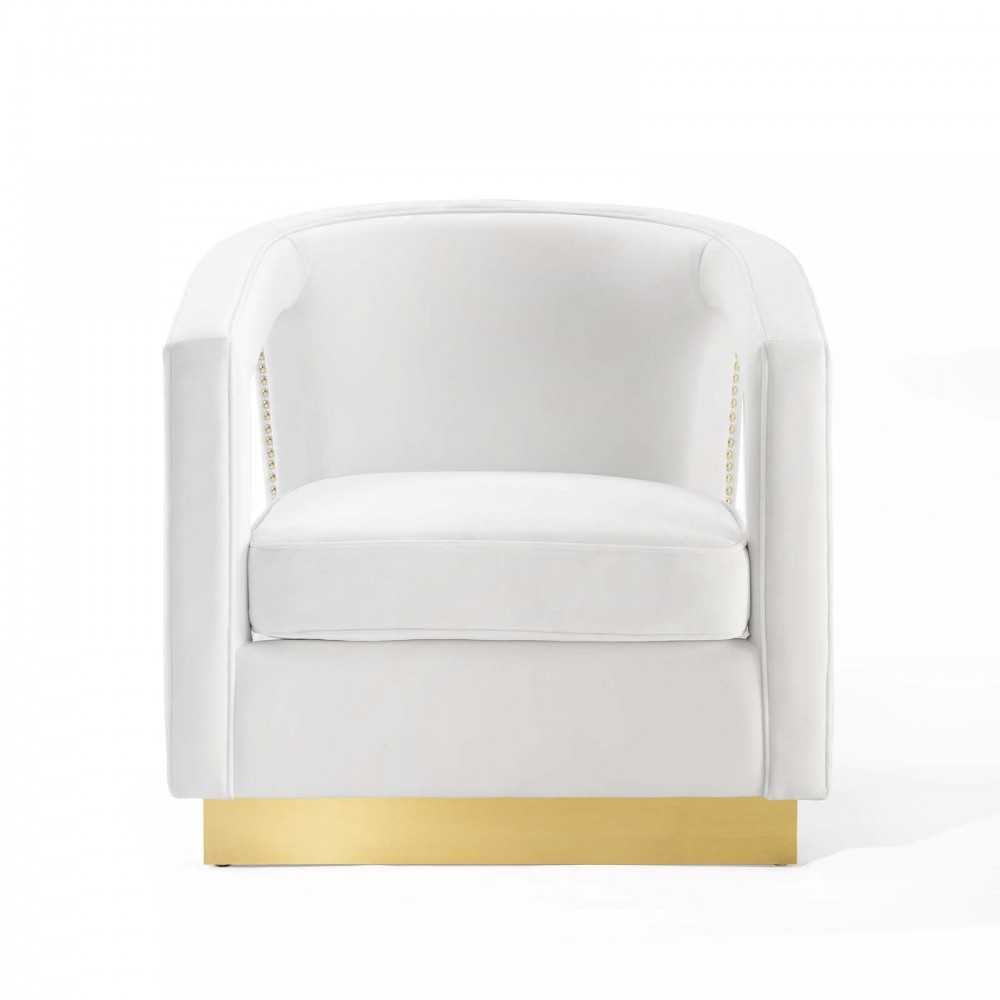 Frolick Performance Velvet Armchair, White