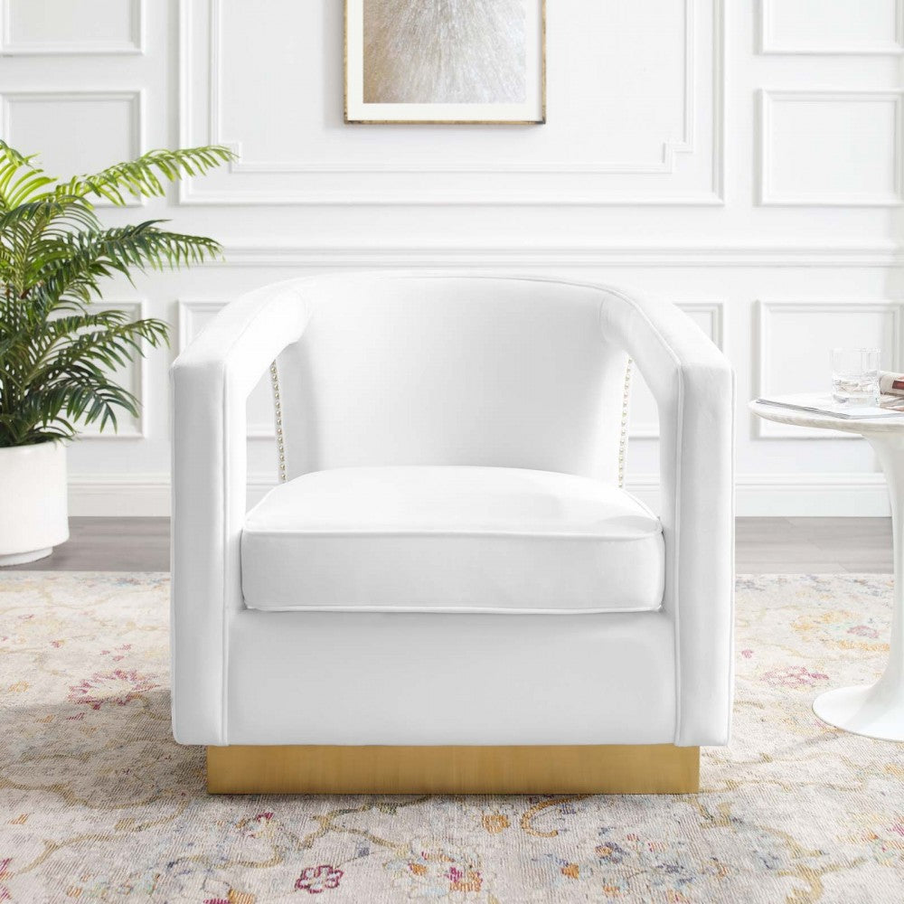 Frolick Performance Velvet Armchair, White