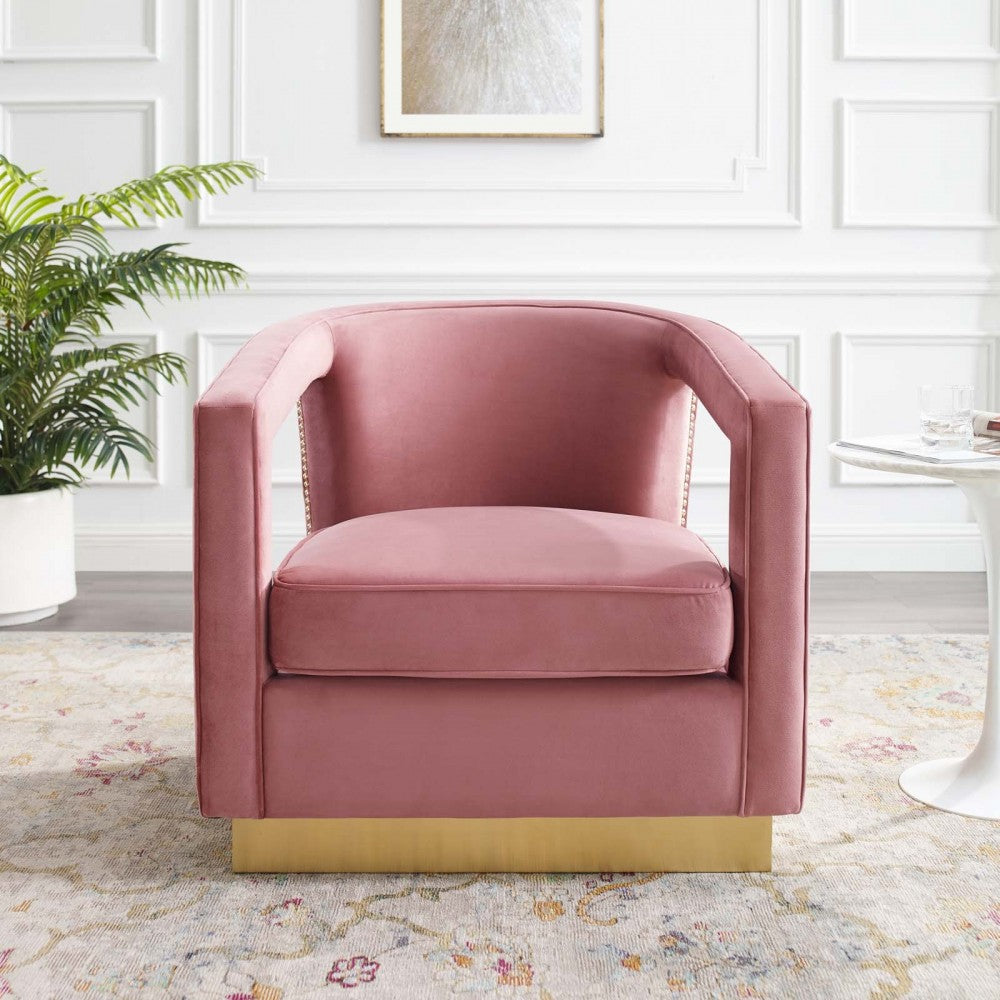 Frolick Performance Velvet Armchair, Dusty Rose