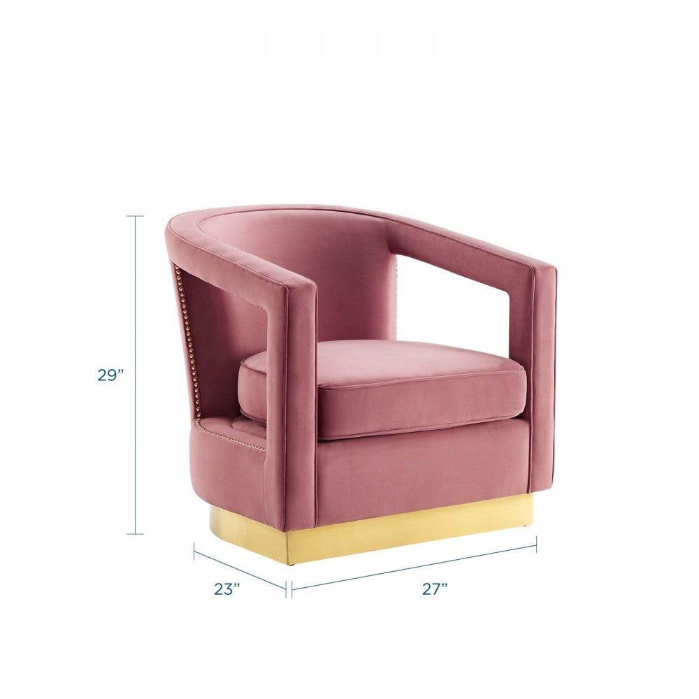 Frolick Performance Velvet Armchair, Dusty Rose