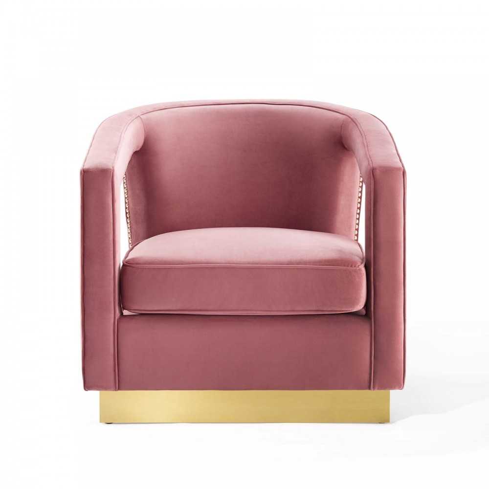 Frolick Performance Velvet Armchair, Dusty Rose