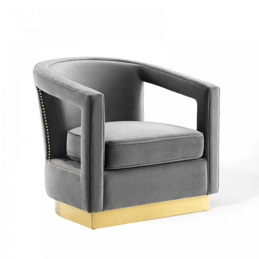 Frolick Performance Velvet Armchair, Gray