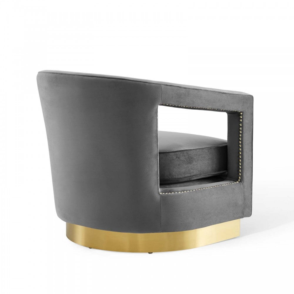 Frolick Performance Velvet Armchair, Gray